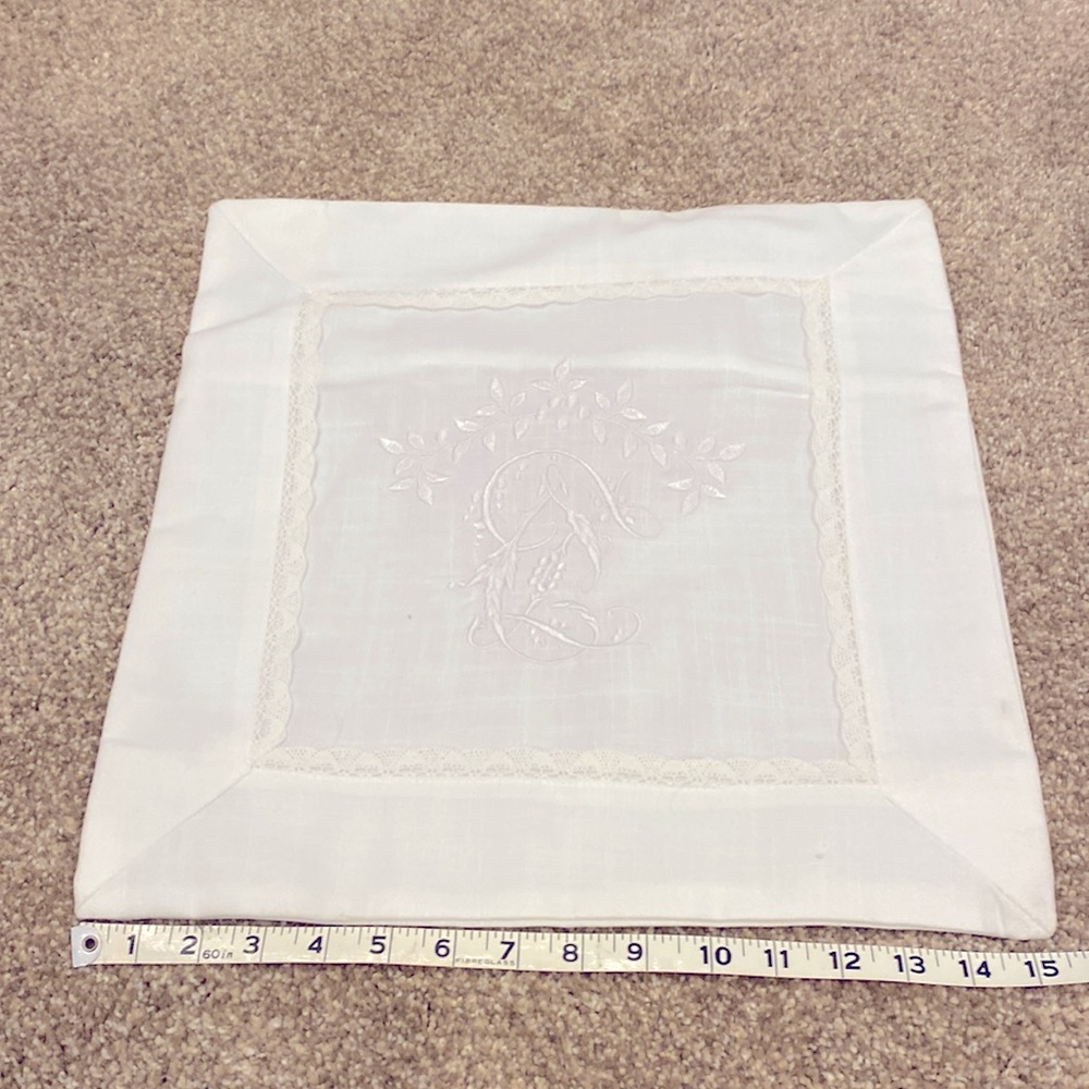 Pair - French Linen Embroidered Pillow Covers - Picture 3 of 7